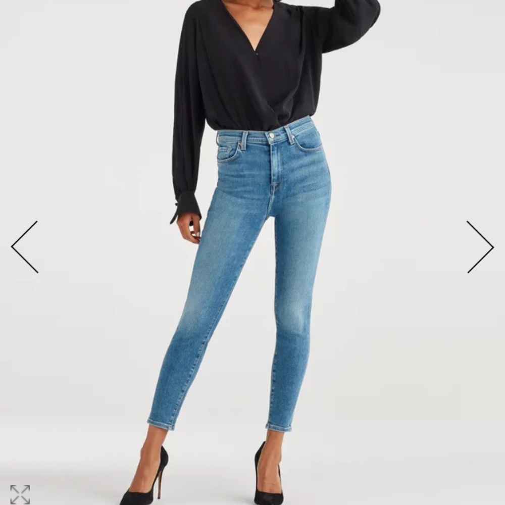 LUXE VINTAGE HIGH WAIST ANKLE SKINNY IN GREY BLUE - Picture 2 of 12